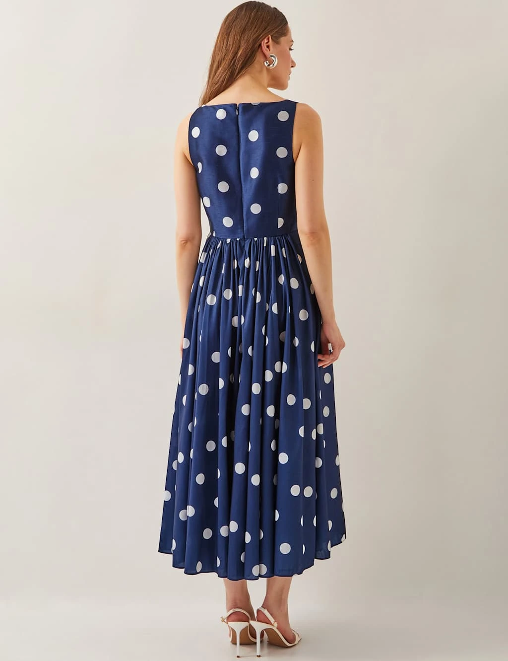 MONSOON Polka Dot Square Neck Midi Waisted Dress 11 MONSOON Polka Dot Square Neck Midi Waisted Dress - Image 11