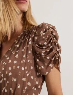 Polka Dot Tie Waist Midi Tiered Dress -Marksandspencer Sale Store polka dot tie waist midi tiered dress 10