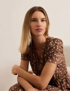 Polka Dot Tie Waist Midi Tiered Dress -Marksandspencer Sale Store polka dot tie waist midi tiered dress 11