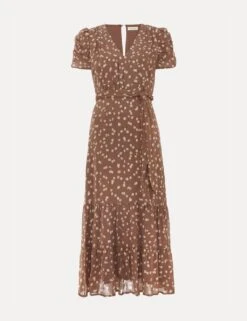Polka Dot Tie Waist Midi Tiered Dress -Marksandspencer Sale Store polka dot tie waist midi tiered dress 8