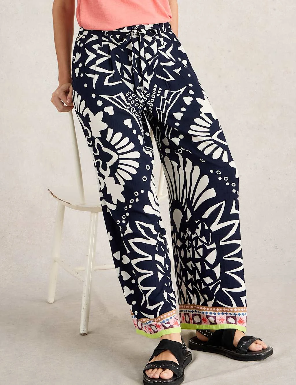 WHITE STUFF Printed Belted Wide Leg Trousers 12 WHITE STUFF Printed Belted Wide Leg Trousers - Image 12