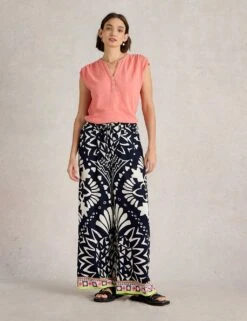 WHITE STUFF Printed Belted Wide Leg Trousers 18 WHITE STUFF Printed Belted Wide Leg Trousers -Marksandspencer Sale Store printed belted wide leg trousers 6