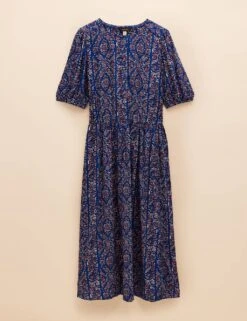 Joules Printed Round Neck Midaxi Waisted Dress -Marksandspencer Sale Store printed round neck midaxi waisted dress 10