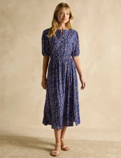 Joules Printed Round Neck Midaxi Waisted Dress -Marksandspencer Sale Store printed round neck midaxi waisted dress 11