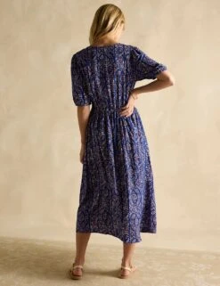 Joules Printed Round Neck Midaxi Waisted Dress -Marksandspencer Sale Store printed round neck midaxi waisted dress 8