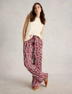 WHITE STUFF Printed Textured Wide Leg Trousers -Marksandspencer Sale Store printed textured wide leg trousers 9