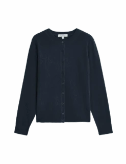 Pure Cashmere Crew Neck Relaxed Cardigan -Marksandspencer Sale Store pure cashmere crew neck relaxed cardigan 1