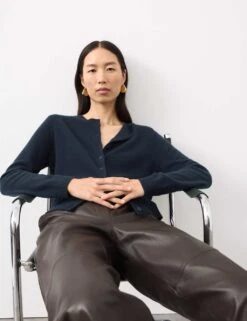 Pure Cashmere Crew Neck Relaxed Cardigan -Marksandspencer Sale Store pure cashmere crew neck relaxed cardigan 14