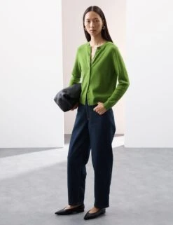 Pure Cashmere Crew Neck Relaxed Cardigan -Marksandspencer Sale Store pure cashmere crew neck relaxed cardigan 9