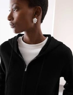 Pure Cashmere Zip Up Hoodie -Marksandspencer Sale Store pure cashmere zip up hoodie 17