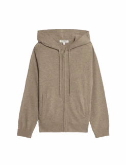 Pure Cashmere Zip Up Hoodie -Marksandspencer Sale Store pure cashmere zip up hoodie