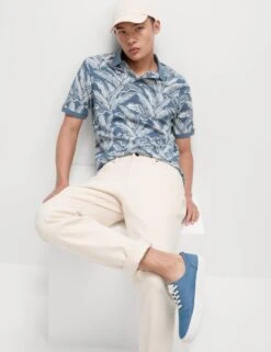 Pure Cotton Banana Leaf Print Polo Shirt -Marksandspencer Sale Store pure cotton banana leaf print polo shirt 11