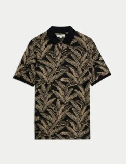 Pure Cotton Banana Leaf Print Polo Shirt -Marksandspencer Sale Store pure cotton banana leaf print polo shirt 8