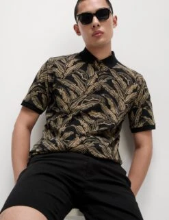Pure Cotton Banana Leaf Print Polo Shirt -Marksandspencer Sale Store pure cotton banana leaf print polo shirt 9