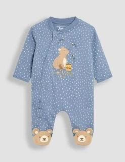 Pure Cotton Bear Applique Zip Sleepsuit (0-12 Mths) -Marksandspencer Sale Store pure cotton bear applique zip sleepsuit 0 12 mths 1 3