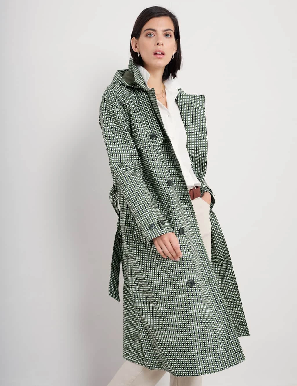 Pure Cotton Belted Hooded Longline Trench Coat 8 Pure Cotton Belted Hooded Longline Trench Coat - Image 8
