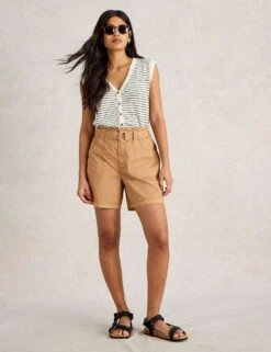WHITE STUFF Pure Cotton Belted Shorts -Marksandspencer Sale Store pure cotton belted shorts 8