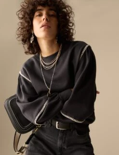 Pure Cotton Blouson Sleeve Sweatshirt -Marksandspencer Sale Store pure cotton blouson sleeve sweatshirt 6