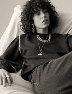 Pure Cotton Blouson Sleeve Sweatshirt -Marksandspencer Sale Store pure cotton blouson sleeve sweatshirt 7