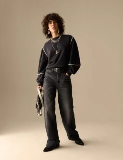 Pure Cotton Blouson Sleeve Sweatshirt -Marksandspencer Sale Store pure cotton blouson sleeve sweatshirt 9