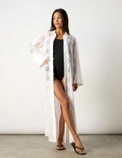 Pure Cotton Broderie Maxi Shirt Dress -Marksandspencer Sale Store pure cotton broderie maxi shirt dress 16