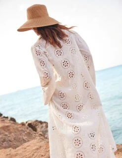 Pure Cotton Broderie Maxi Shirt Dress -Marksandspencer Sale Store pure cotton broderie maxi shirt dress 17