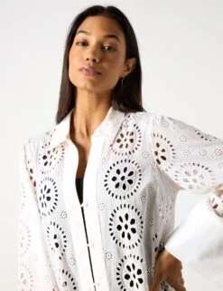 Pure Cotton Broderie Maxi Shirt Dress -Marksandspencer Sale Store pure cotton broderie maxi shirt dress 18