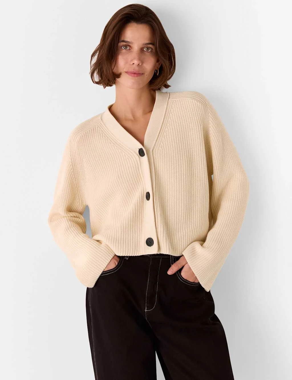 Whistles Pure Cotton Button Front Cropped Cardigan 12 Whistles Pure Cotton Button Front Cropped Cardigan - Image 12