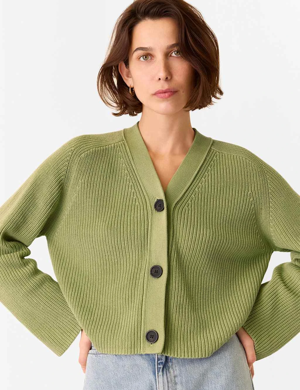 Whistles Pure Cotton Button Front Cropped Cardigan 5 Whistles Pure Cotton Button Front Cropped Cardigan - Image 5