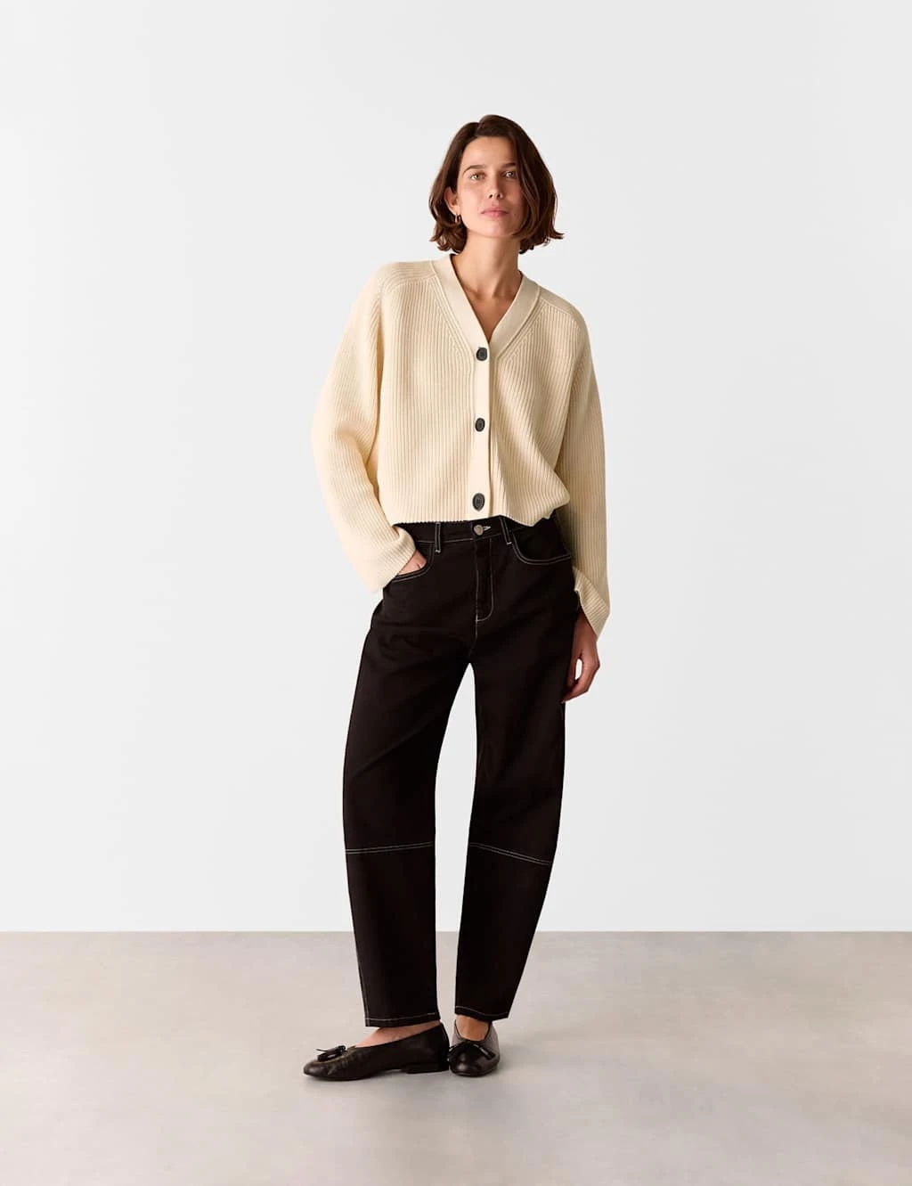 Whistles Pure Cotton Button Front Cropped Cardigan 9 Whistles Pure Cotton Button Front Cropped Cardigan - Image 9