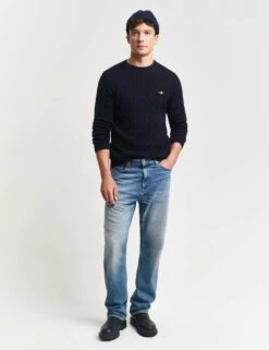 Gant Pure Cotton Cable Crew Neck Jumper -Marksandspencer Sale Store pure cotton cable crew neck jumper 10