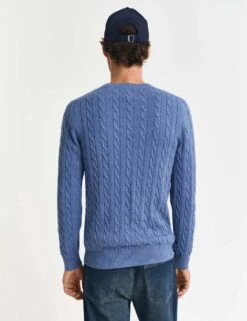 Gant Pure Cotton Cable Crew Neck Jumper -Marksandspencer Sale Store pure cotton cable crew neck jumper 13