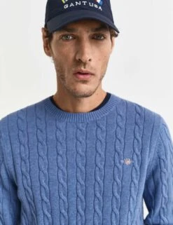 Gant Pure Cotton Cable Crew Neck Jumper -Marksandspencer Sale Store pure cotton cable crew neck jumper 15