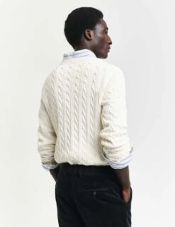 Gant Pure Cotton Cable Crew Neck Jumper -Marksandspencer Sale Store pure cotton cable crew neck jumper 5