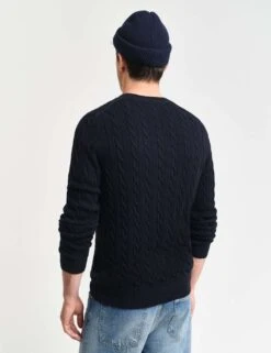Gant Pure Cotton Cable Crew Neck Jumper -Marksandspencer Sale Store pure cotton cable crew neck jumper 9