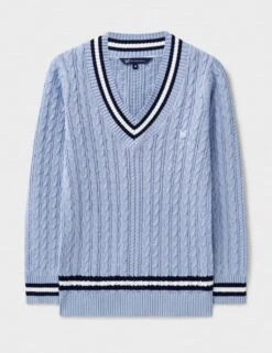 Pure Cotton Cable Knit V-Neck Cricket Jumper -Marksandspencer Sale Store pure cotton cable knit v neck cricket jumper 6