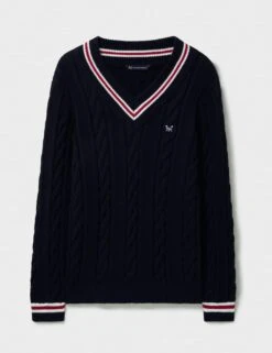 Pure Cotton Cable V-Neck Jumper -Marksandspencer Sale Store pure cotton cable v neck jumper 5