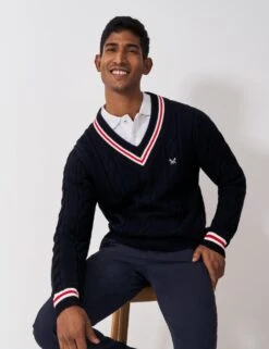 Pure Cotton Cable V-Neck Jumper -Marksandspencer Sale Store pure cotton cable v neck jumper 8