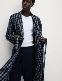 Pure Cotton Checked Dressing Gown -Marksandspencer Sale Store pure cotton checked dressing gown 11