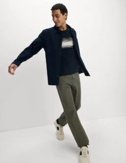 Pure Cotton Chest Stripe Crew Neck T-Shirt -Marksandspencer Sale Store pure cotton chest stripe crew neck t shirt 9