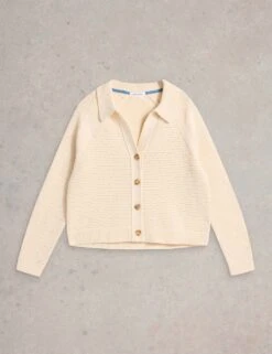 WHITE STUFF Pure Cotton Collared Button Front Cardigan -Marksandspencer Sale Store pure cotton collared button front cardigan 7