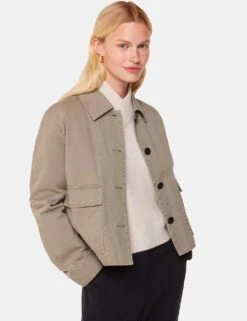 Whistles Pure Cotton Collared Short Jacket -Marksandspencer Sale Store pure cotton collared short jacket 4
