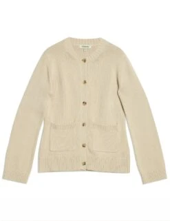Pure Cotton Crew Neck Fitted Cardigan -Marksandspencer Sale Store pure cotton crew neck fitted cardigan 5