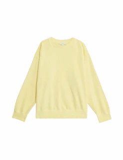 Pure Cotton Crew Neck Relaxed Sweatshirt -Marksandspencer Sale Store pure cotton crew neck relaxed sweatshirt
