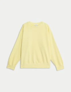 Pure Cotton Crew Neck Relaxed Sweatshirt -Marksandspencer Sale Store pure cotton crew neck relaxed sweatshirt 5