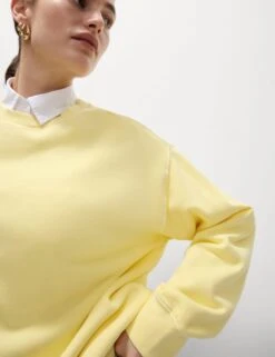 Pure Cotton Crew Neck Relaxed Sweatshirt -Marksandspencer Sale Store pure cotton crew neck relaxed sweatshirt 9