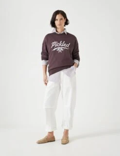 Pure Cotton Crew Neck Slogan Sweatshirt -Marksandspencer Sale Store pure cotton crew neck slogan sweatshirt 8