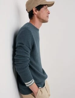 Pure Cotton Crew Neck Textured Jumper -Marksandspencer Sale Store pure cotton crew neck textured jumper 5