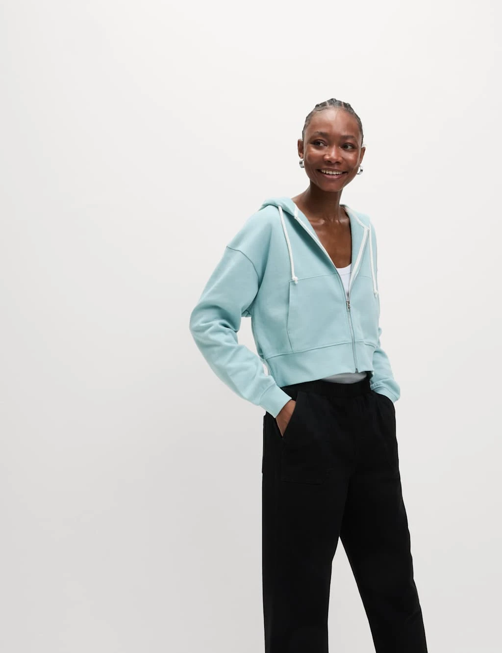 Pure Cotton Cropped Zip Through Hoodie 18 Pure Cotton Cropped Zip Through Hoodie - Image 18