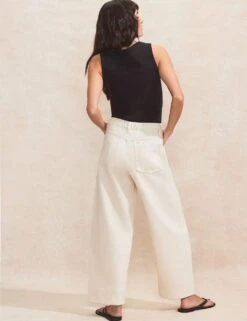 Pure Cotton Denim Mid Rise Straight Leg Jeans -Marksandspencer Sale Store pure cotton denim mid rise straight leg jeans 6